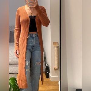 orange long cardigan